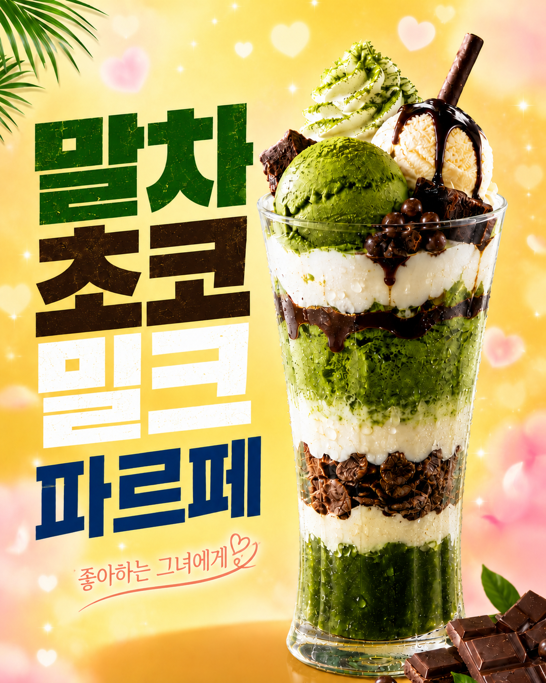 말차 초코 메뉴 포스터